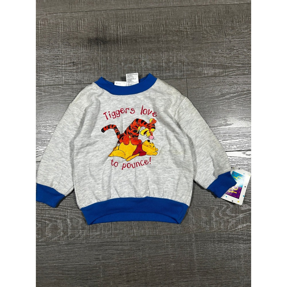Vintage Pooh Disney Tigger Winnie the Pooh Sweatshirt Gray Blue 24M 165143